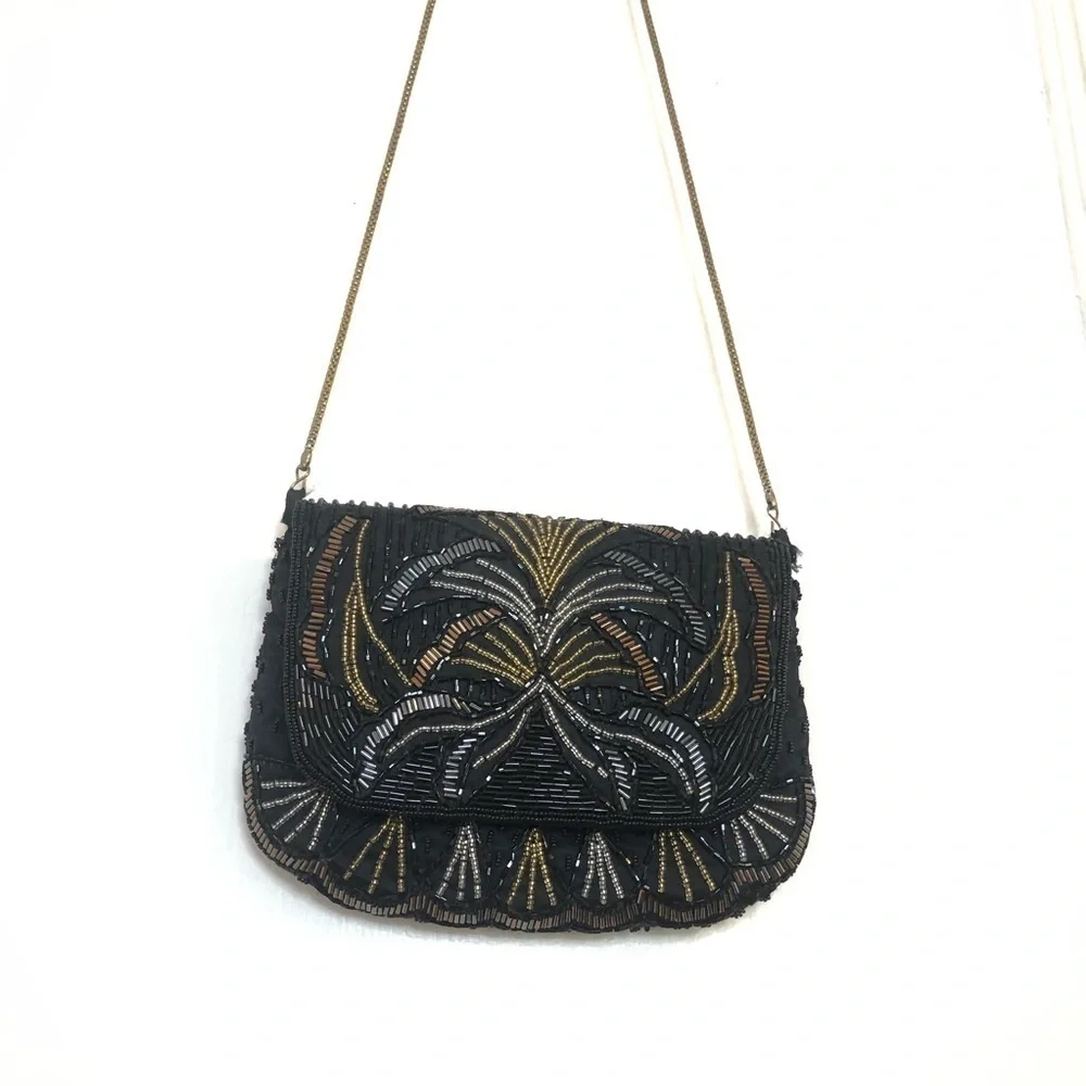 Vintage Imperial Fashion Beaded Long Strap Small Crossbody
